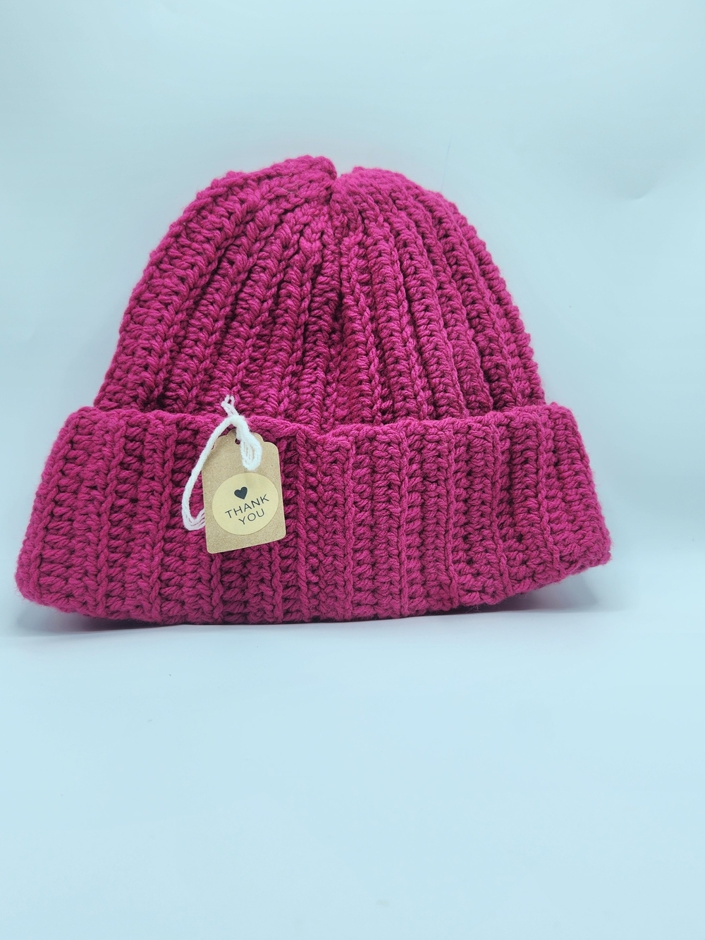 Fuchsia Crochet Knit Unisex Beanie Hat - Cozy Winter Accessory
